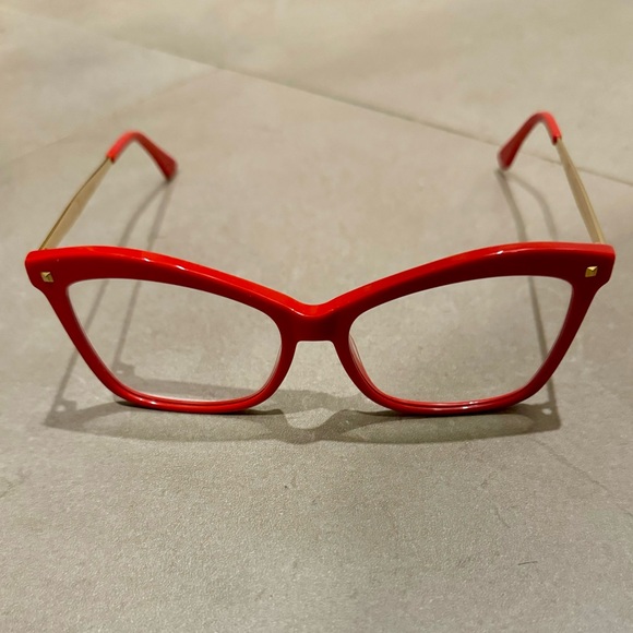 Red non-perception fashion glasses with blue light coating - Picture 2 of 2